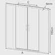 KASSANDRA - Paroi de douche 2 verres fixes + 2 portes coulissantes GLASÉ profil noir mat 180 cm - vignette