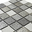 U-TILE - Mosaïque mixte résine & pierre 30 x 30 cm - carreau 5 x 5 cm mixte pierre et résine blanche - vignette