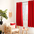 C MA DECO - Rideau occultant 8 oeillets 140x180cm rouge - vignette
