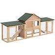 PAWHUT - Clapier cage à lapins rongeurs XXL 2 étages toit bitumé intégral tiroir déjection 2,10L x 0,46l x 0,85H m bois massif pin pré-huilé - vignette