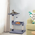 PAWHUT - Arbre à chat 3 griffoirs grattoirs sisal naturel plateforme hamac et boule suspendue dim. 50L x 36l x 70H cm peluche haute densité 220 g/m² gris - vignette