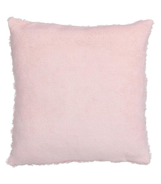 ATMOSPHERA - Coussin déhoussable en Fourrure Bouclée Rose 45 x 45 cm - large