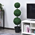 OUTSUNNY - Buis artificiel topiaire artificielle en forme de boules dim. à˜ 30 x 112H cm vert - vignette