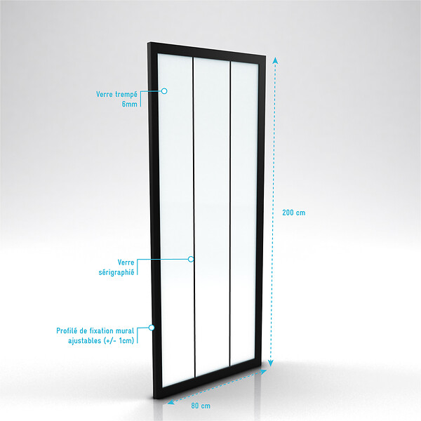 AURLANE - Paroi retour pour porte de douche - 80x200 cm - CRUSHX RETOUR 80CM - large