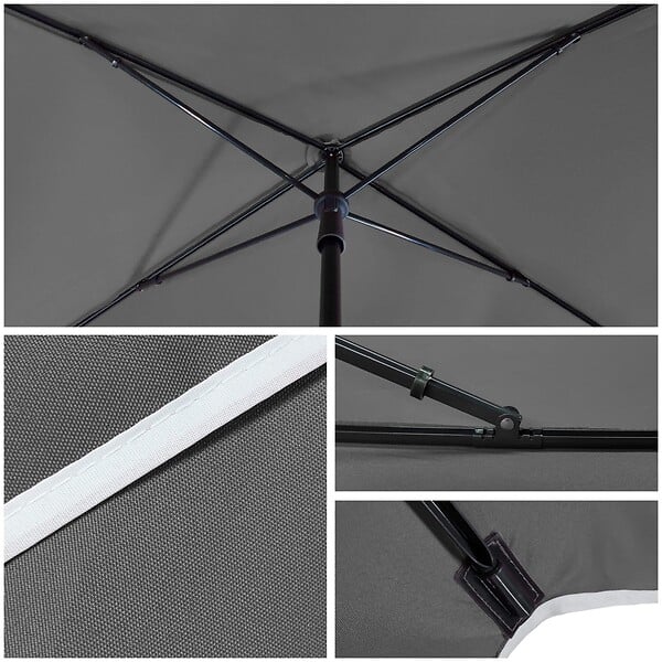VOUNOT - Parasol rectangulaire 2x1.25m avec housse de protection gris - large