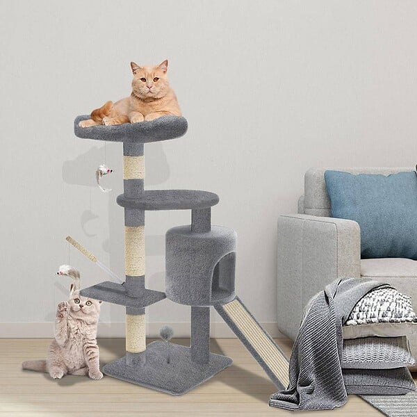 VOUNOT - Arbre à Chat 112cm avec Griffoir Plateforme Niche L Gris - large