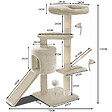 VOUNOT - Arbre à Chat 112cm avec Griffoir Plateforme Niche L Beige - vignette