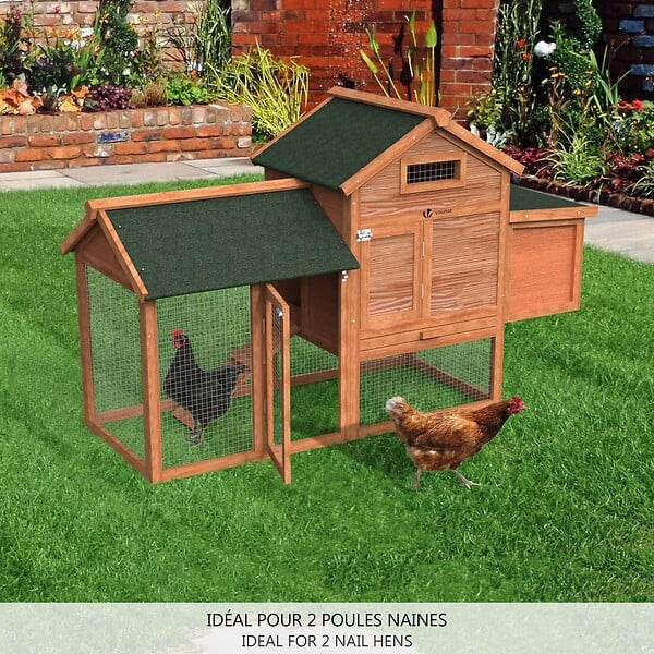 VOUNOT - Poulailler en Bois avec Pondoir et Perchoir Accueillant 2 Poules - large