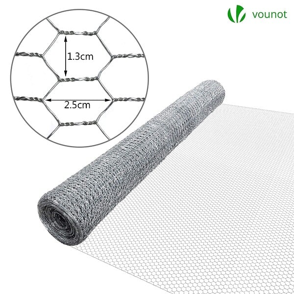 VOUNOT - Grillage a poule avec fils 13mm en acier galvanise 1x25M - large