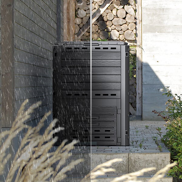 VOUNOT - Composteur de jardin 300L Qualité Supérieure pour Jardin Déchets Imitation Style bois noir - large