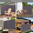 VOUNOT - Paravent retractable avec housse de protection 1.4x3m Anthracite - vignette