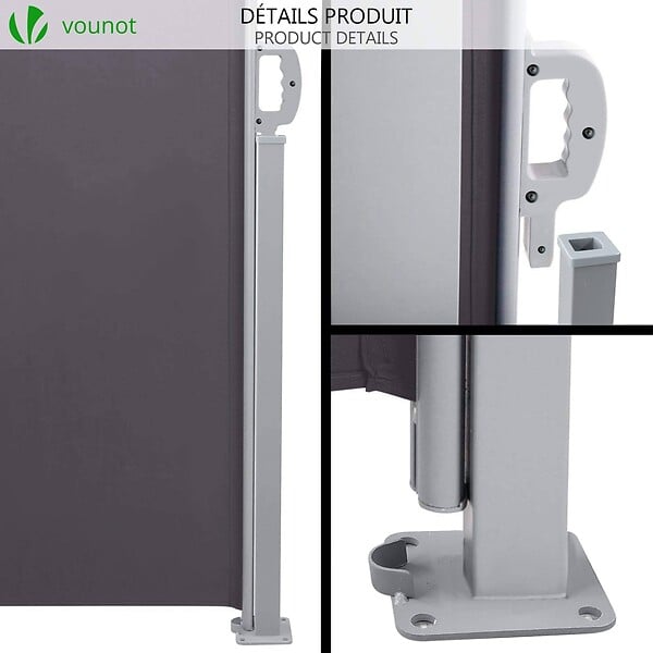 VOUNOT - Paravent retractable avec housse de protection 1.4x3m Anthracite - large