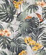 GRANDECO - Papier vinyle motif paradiso gris jaune - vignette