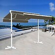 COTE STORE - Stores bannes de terrasse double pente avec coffre sur pied - 4 x 4 m - Taupe - vignette