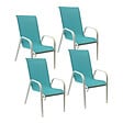 HAPPY GARDEN - Lot de 4 chaises MARBELLA en textilène bleu - aluminium blanc - vignette