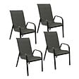 HAPPY GARDEN - Lot de 4 chaises MARBELLA en textilène gris - aluminium gris anthracite - vignette