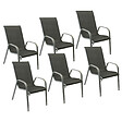 HAPPY GARDEN - Lot de 6 chaises MARBELLA en textilène gris - aluminium gris - vignette