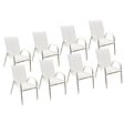 HAPPY GARDEN - Lot de 8 chaises MARBELLA en textilène blanc - aluminium blanc - vignette