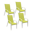 HAPPY GARDEN - Lot de 4 chaises MARBELLA en textilène vert - aluminium blanc - vignette
