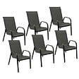 HAPPY GARDEN - Lot de 6 chaises MARBELLA en textilène gris - aluminium gris anthracite - vignette