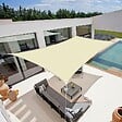 COTE STORE - Voile d'ombrage 5 x 3 m rectangulaire 280g/m² - Haute densité résistante au vent - Tissu micro-aéré - Écru - vignette