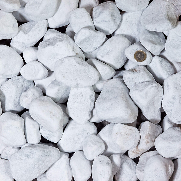 RO'MA NATURE - Galet Marbre Blanc Carrare 60-100 mm - Lot de 35 sacs de 20 kg (7 m²) - large