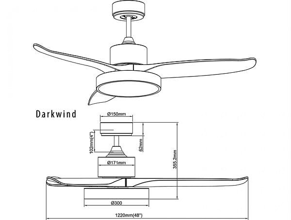 KLASSFAN - Ventilateur de plafond ø122 cm avec LED et Wifi Réversible Hypersilence - large