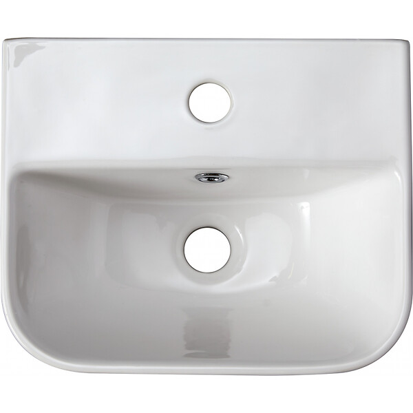 GODART - Lave mains en céramique à suspendre 36 cm avec trop plein blanc brillant - Leoni - large