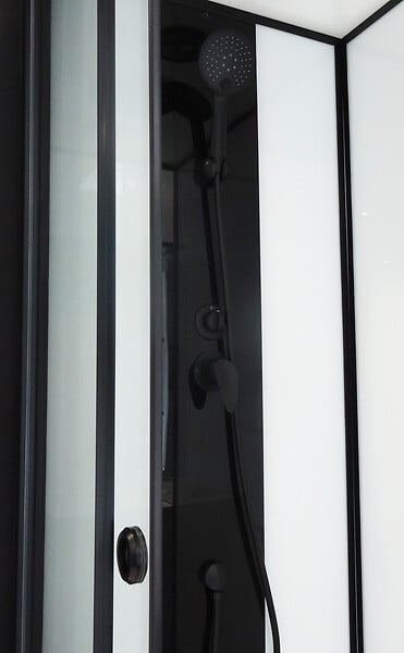 ONDEE - Cabine de douche GONEA - 140 x 80 cm - Accès de face - Profilés aluminium - Noir mat - large