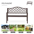 OUTSUNNY - Banc 3 places de jardin terrasse style rural chic 128L x 60l x 89H cm métal époxy anticorrosion fonte brun - vignette
