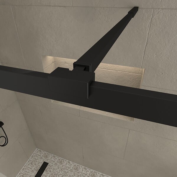 AURLANE - Paroi de Douche avec Volet Pivotant - Cadre et Bras Alu. NOIR MAT - 120+40x200cm - DARK CONTOURING - large