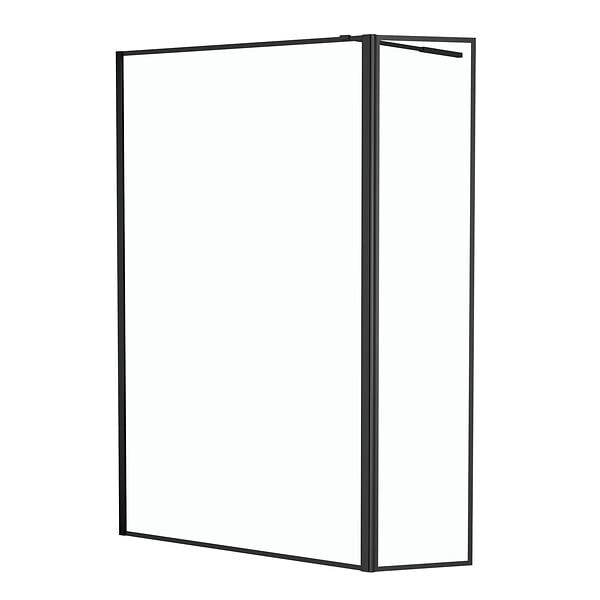 AURLANE - Paroi de Douche avec Volet Pivotant - Cadre et Bras Alu. NOIR MAT - 120+40x200cm - DARK CONTOURING - large