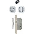 HOPPE - Serrure à condamnation rosace ronde pour porte coulissante intérieure avec manœuvres aluminium aspect laiton poli - vignette