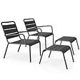 OVIALA - Lot de 2 fauteuils relax avec repose-pieds en métal gris - Palavas - vignette