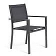 OVIALA - Fauteuil de jardin aluminium et textilène gris - Nice - vignette