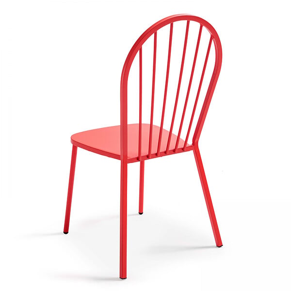 OVIALA - Chaise bistrot de jardin en métal rouge - Honfleur - large
