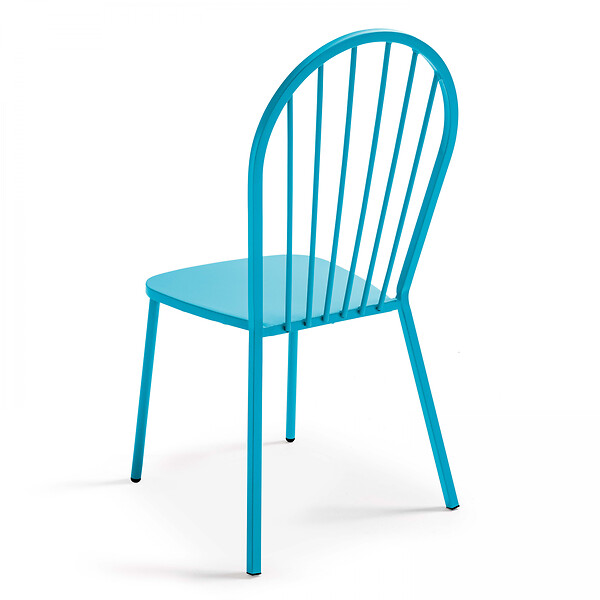 OVIALA - Chaise bistrot de jardin en métal bleu - Honfleur - large