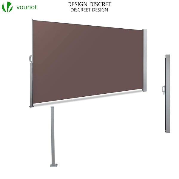 VOUNOT - Paravent retractable avec housse de protection 1.4x3m Marron - large