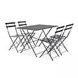OVIALA - Table de jardin pliante acier gris 4 places - Rome - vignette