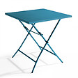 OVIALA - Table de jardin pliante carrée en acier 70 cm 4 places bleu pacific - Palavas - vignette