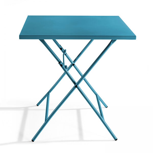 OVIALA - Table de jardin pliante carrée en acier 70 cm 4 places bleu pacific - Palavas - large