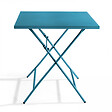 OVIALA - Table de jardin pliante carrée en acier 70 cm 4 places bleu pacific - Palavas - vignette