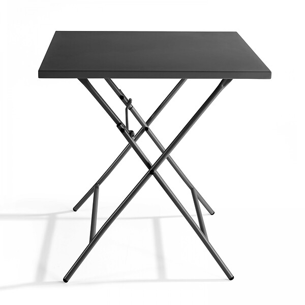 OVIALA - Table de jardin pliante carrée en acier 70 cm 4 places gris - Palavas - large