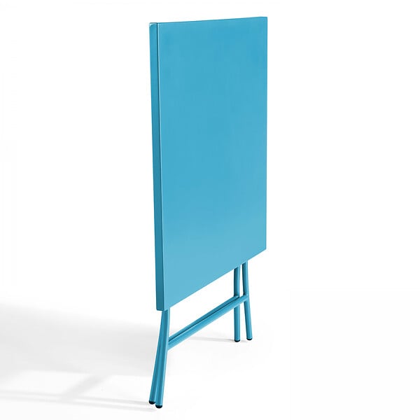 OVIALA - Table de jardin pliante carrée en acier 70 cm 4 places bleu - Palavas - large