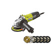 RYOBI - Pack RYOBI meuleuse d'angle 800W 125mm - 7 disque diamant et à  tronçonner 125 mm - vignette