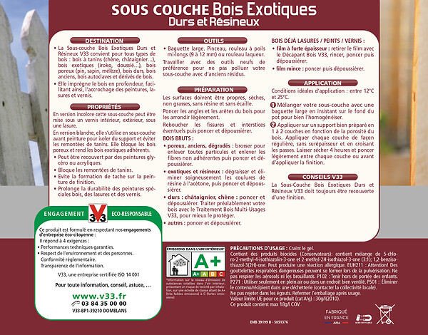 V33 BOIS - Sous-couche bois exotiques - Blanc - 2.5L - large