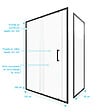 AURLANE - Porte de douche + Retour 140x90x200 cm - Verre 6 mm - Profilé Noir - CRUSH - vignette