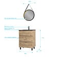 AURLANE - Pack Meuble SDB 60cm sur pieds 3 tiroirs Chene_Vasque noire + Miroir Barber - TIMBER 60 - Pack40 - vignette