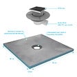AURLANE - Receveur de Douche à Carreler 90x90 cm avec Bondes à Sortie Horizontale - Grille Inox - vignette