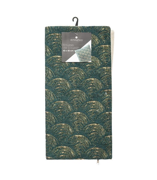 ATMOSPHERA - Housse de Coussin chenille Art déco Vert 40 x 40 cm - large
